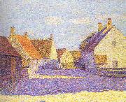 Paul Baum Dichtbebaute Dorfstrasse in Holland bei Nachmittagssonne oil on canvas